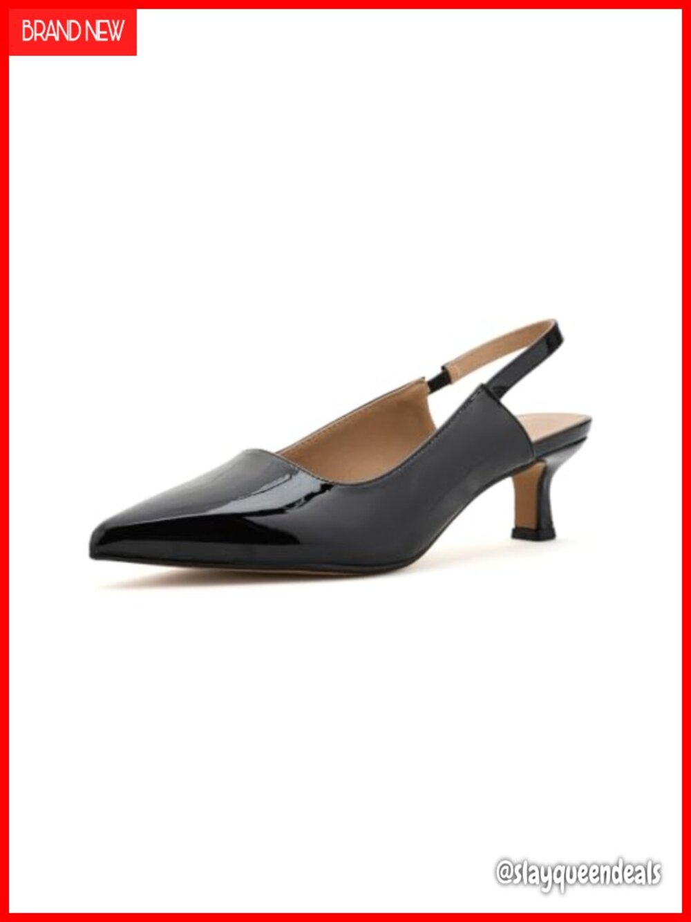 Kitten Heel Slingback Pointed Toe Faux Leather Dress Sandals